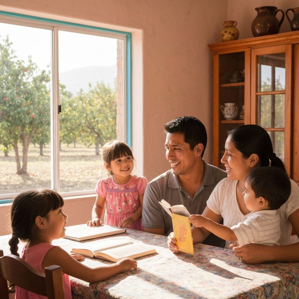 Familia mexicana protegida con seguro de salud - beneficio para empleados